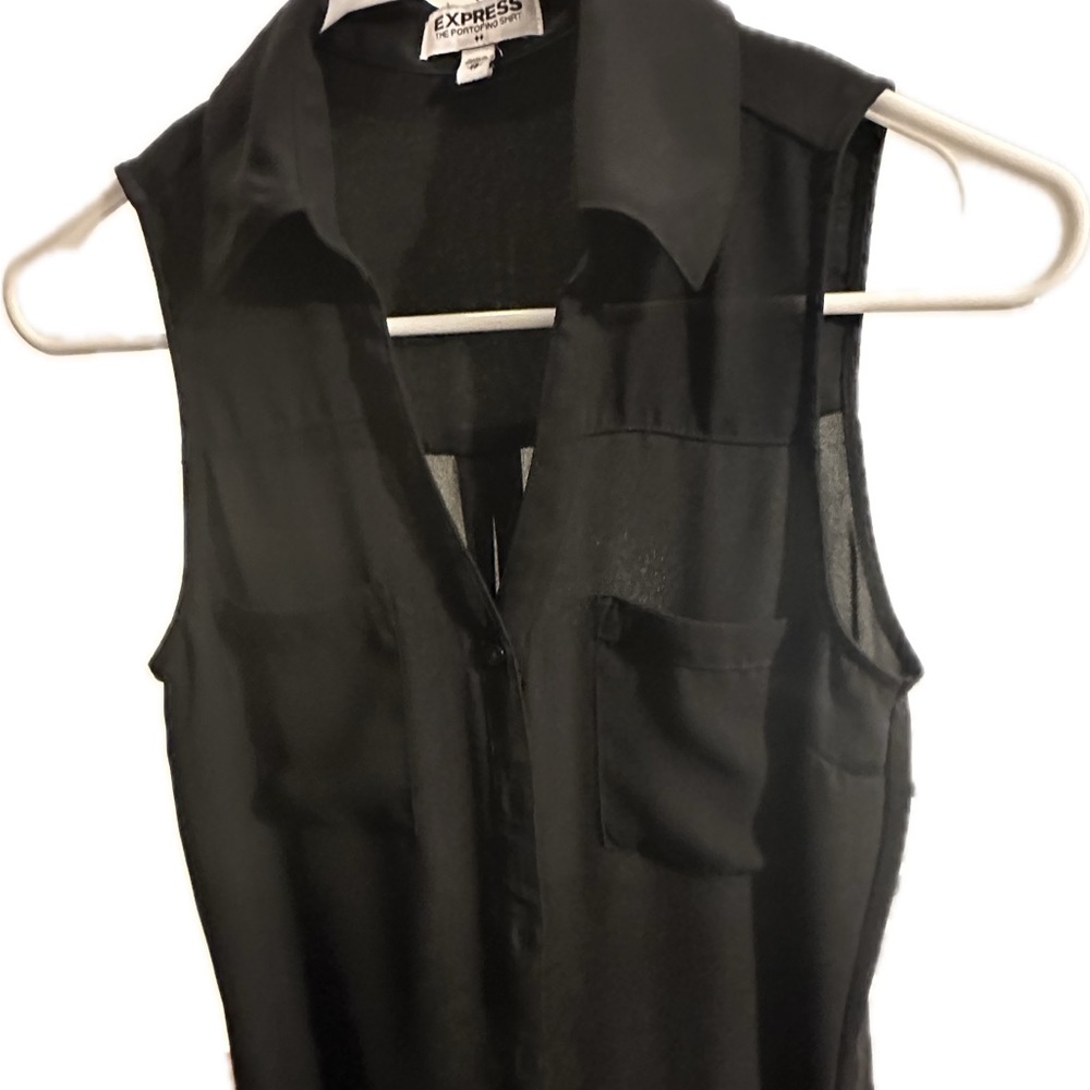 Express Portofino Sleeveless Sheer Black Blouse – Size XS